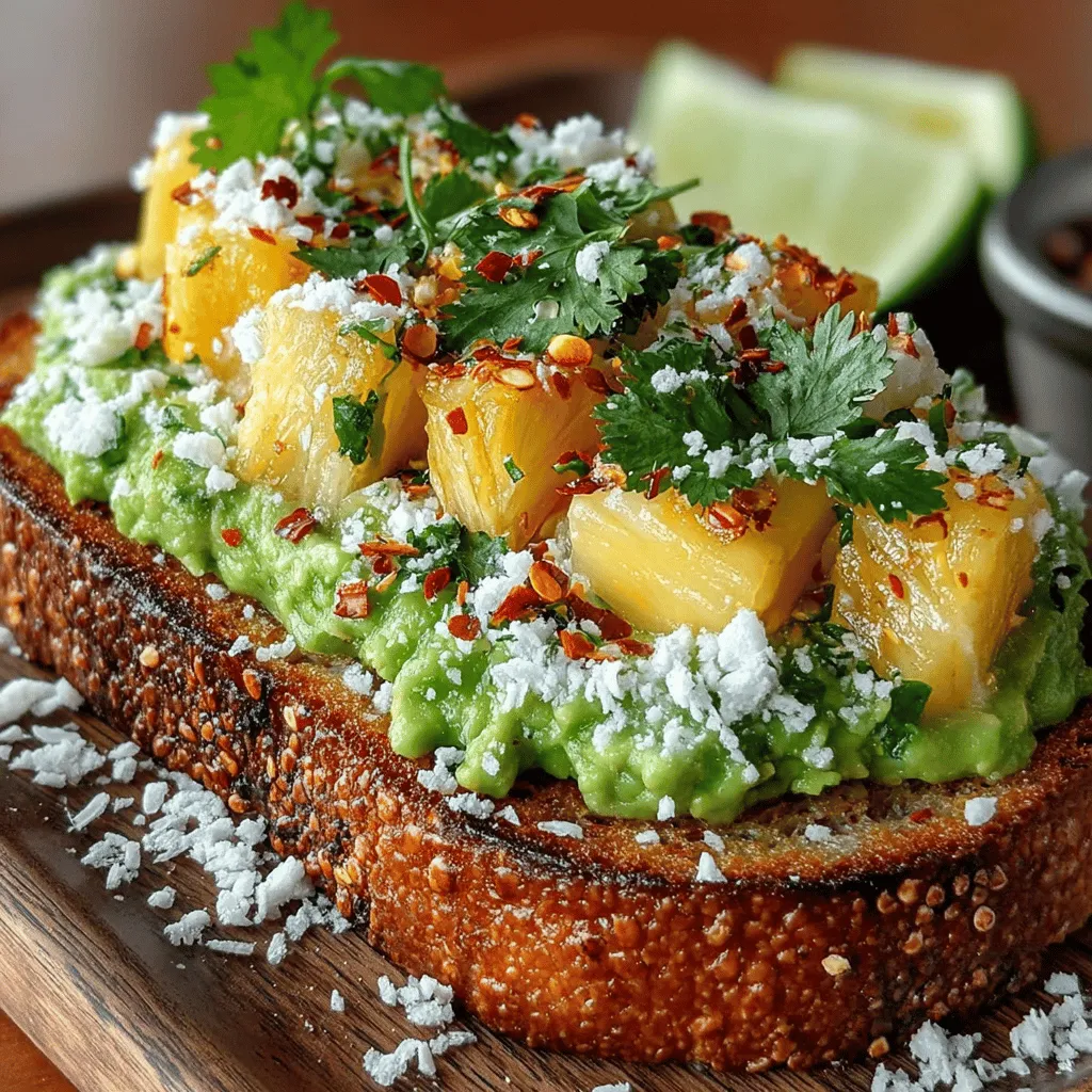 Avocado toast has become a staple in modern breakfast and brunch menus, celebrated not only for its creamy texture and delectable taste but also for its versatility. This simple dish has evolved from a basic spread to a canvas for culinary creativity, inviting a range of toppings and flavor combinations that cater to diverse palates. One such delightful variation is the Tropical Delight Avocado Toast, which combines the rich creaminess of ripe avocados with the sweet and tangy notes of fresh pineapple, all balanced with a hint of lime and a touch of spice.