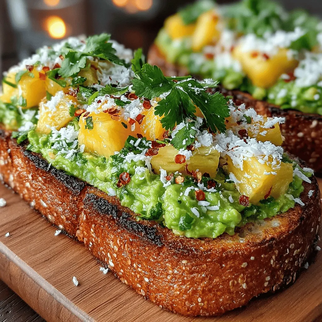 Avocado toast has become a staple in modern breakfast and brunch menus, celebrated not only for its creamy texture and delectable taste but also for its versatility. This simple dish has evolved from a basic spread to a canvas for culinary creativity, inviting a range of toppings and flavor combinations that cater to diverse palates. One such delightful variation is the Tropical Delight Avocado Toast, which combines the rich creaminess of ripe avocados with the sweet and tangy notes of fresh pineapple, all balanced with a hint of lime and a touch of spice.