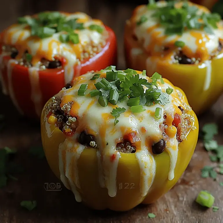 When it comes to nutritious and satisfying meals, Cheesy Stuffed Bell Pepper Boats stand out as a colorful and delicious option. This dish not only serves as a feast for the eyes but also brings a delightful balance of flavors and textures to the table. The combination of tender bell peppers filled with protein-rich quinoa, hearty black beans, sweet corn, and melted cheese creates a wholesome meal that appeals to both vegetarians and meat-lovers alike. Whether you’re looking for a quick weeknight dinner or a show-stopping dish for entertaining guests, these stuffed bell pepper boats are sure to impress.