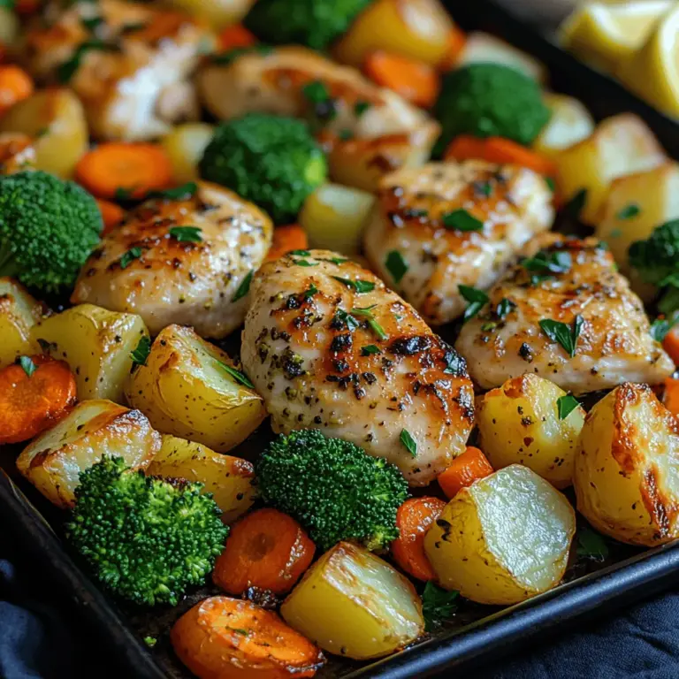 In today’s fast-paced world, finding nutritious and easy-to-prepare meals can be a challenge. The Wholesome Chicken and Veggie Sheet Pan Dinner is designed to deliver a healthy, satisfying meal without the hassle of extensive cooking or cleanup. This recipe combines tender chicken breasts with an array of colorful and nutritious vegetables, all roasted to perfection on a single baking sheet. Ideal for busy weeknights or meal prep, this dish is not only flavorful but also visually appealing, making it a family favorite.