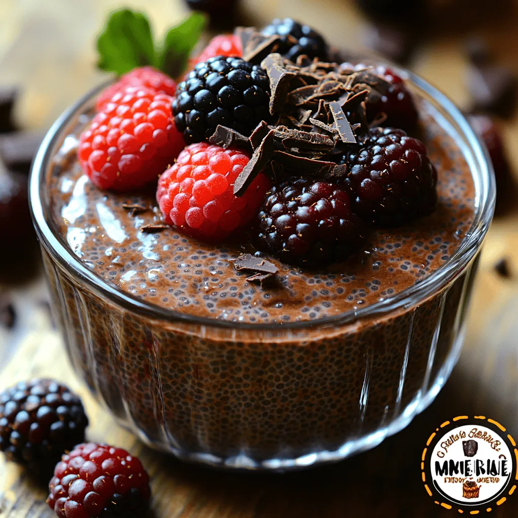 1. <strong>Combine the Dry Ingredients</strong>: In a medium-sized mixing bowl, start by whisking together the unsweetened cocoa powder, chia seeds, and a pinch of salt. This step ensures that the cocoa powder is evenly distributed, preventing clumps in your pudding.” /></p>
</p>
<h2>Dark Chocolate Shavings: Indulgence Without Guilt</h2>
</p>
<p>Nothing enhances the rich, creamy texture of chocolate chia pudding quite like a sprinkle of dark chocolate shavings. Not only do they add a touch of elegance, but they also elevate the chocolate flavor without overwhelming it. Dark chocolate is known for its health benefits, including antioxidants and lower sugar content compared to milk chocolate. By incorporating dark chocolate into your chia pudding, you can indulge your sweet tooth while still staying aligned with your health goals.</p>
</p>
<h2>Step-by-Step Instructions</h2>
</p>
<h3>1. Mixing the Base</h3>
</p>
<p>To begin your decadent chocolate chia pudding, gather your ingredients. You will need:</p>
</p>
<p>– 1 cup of unsweetened almond milk (or any plant-based milk)</p>
<p>– 1/4 cup of chia seeds</p>
<p>– 2 tablespoons of unsweetened cocoa powder</p>
<p>– 2 tablespoons of maple syrup or preferred sweetener</p>
<p>– 1 teaspoon of vanilla extract</p>
<p>– A pinch of salt</p>
</p>
<p>In a mixing bowl, combine the almond milk, cocoa powder, maple syrup, vanilla extract, and salt. Whisk the mixture thoroughly until it is well-combined and the cocoa powder is fully dissolved. Proper whisking is crucial; any lumps can affect the texture of the pudding. The consistency should be smooth and creamy, resembling a chocolate milkshake before adding the chia seeds.</p>
</p>
<h3>2. The Resting Phase</h3>
</p>
<p>Once you have mixed the base, it’s time to add the chia seeds. Stir them into the chocolate mixture, ensuring they are evenly distributed. Chia seeds are incredible little powerhouses that will absorb liquid and expand, creating that signature pudding texture.</p>
</p>
<p>Let the mixture sit for about 5 to 10 minutes. This resting phase is essential as it allows the chia seeds to absorb the liquid and swell up. You will notice the mixture thickening; stir it again to prevent clumping and ensure even gel formation.</p>
</p>
<h3>3. Chilling the Mixture</h3>
</p>
<p>After the resting phase, transfer your pudding mixture into a container or individual serving glasses. Cover the container with a lid or plastic wrap. Now, it’s time to refrigerate.</p>
</p>
<p>Chill the pudding in the refrigerator for at least 2 hours, but for best results, aim for 4 to 6 hours or overnight. The longer you chill it, the thicker and creamier it will become. This chilling time allows the chia seeds to continue absorbing the liquid, resulting in a delightfully smooth dessert.</p>
</p>
<h2>Serving Suggestions</h2>
</p>
<p>When it comes to serving your chocolate chia pudding, presentation matters! Here are some creative ideas to elevate your dessert:</p>
</p>
<p>– <strong>Layering</strong>: Create layers by alternating chocolate chia pudding with layers of fresh fruit, such as berries or banana slices, in a clear glass. This not only adds color but also enhances the flavor profile.</p>
<p>– <strong>Toppings</strong>: Top your pudding with a dollop of coconut whipped cream, a sprinkle of cinnamon, or a handful of nuts and seeds for added texture and flavor.</p>
<p>– <strong>Chocolate Drizzle</strong>: For a more indulgent touch, drizzle melted dark chocolate or a chocolate sauce on top before serving.</p>
<p>– <strong>Garnish</strong>: Fresh mint leaves or a few raspberries make beautiful garnishes, adding a pop of color and freshness.</p>
</p>
<h2>Health Benefits of Chocolate Chia Pudding</h2>
</p>
<p>Chocolate chia pudding is not only a delicious treat but also packed with health benefits:</p>
</p>
<p>– <strong>Low-Calorie Dessert Option</strong>: Compared to traditional chocolate puddings, which are often heavy with cream and sugar, this chia pudding is a lighter, guilt-free alternative. It satisfies your chocolate cravings without the calorie overload.</p>
</p>
<p>– <strong>Nutrient-Dense Components</strong>: Chia seeds are rich in fiber, protein, omega-3 fatty acids, and essential minerals. Almond milk adds calcium and vitamin E, making this pudding a nutritious choice.</p>
</p>
<p>– <strong>Satisfying Cravings Without Added Guilt</strong>: The combination of healthy fats, fiber, and protein helps keep you feeling full longer, reducing the chances of overindulging in less healthy snacks.</p>
</p>
<p>– <strong>Comparison to Traditional Chocolate Pudding</strong>: Traditional chocolate puddings often contain high levels of sugar and unhealthy fats. In contrast, chocolate chia pudding uses natural sweeteners and healthy fats from chia seeds, making it a better choice for your overall well-being.</p>
</p>
<h2>Creative Variations and Customizations</h2>
</p>
<p>One of the best aspects of chocolate chia pudding is its versatility. Here are some suggestions for customizing the recipe to suit various tastes and dietary needs:</p>
</p>
<p>– <strong>Alternative Sweeteners</strong>: If you prefer a different sweetness profile, consider using agave syrup, honey (if not strictly vegan), or stevia. Each sweetener brings its unique taste while keeping the pudding deliciously sweet.</p>
</p>
<p>– <strong>Flavor Variations</strong>: Spice up your pudding by adding a pinch of cinnamon, nutmeg, or even a dash of espresso powder for a mocha twist. Vanilla bean paste can also be substituted for vanilla extract to enhance the flavor.</p>
</p>
<p>– <strong>Nut and Seed Toppings</strong>: Enhance the nutritional value and crunchiness by adding toppings like sliced almonds, walnuts, or pumpkin seeds. These additions not only provide texture but also contribute healthy fats and proteins.</p>
</p>
<p>– <strong>Vegan Options</strong>: Ensure the recipe remains plant-based by using maple syrup or agave as sweeteners and opting for dairy-free chocolate if adding chocolate shavings. This way, everyone can enjoy this delightful dessert.</p>
</p>
<h2>Conclusion</h2>
</p>
<p>Decadent guilt-free chocolate chia pudding is an indulgent treat that combines rich flavors, health benefits, and simplicity in preparation. Its versatility allows you to customize it to your liking, making it suitable for various dietary preferences. Whether you enjoy it as a quick breakfast, a satisfying snack, or a dessert, this pudding offers a delicious way to enjoy chocolate without the guilt.</p>
</p>
<p>Experiment with the recipe, add your personal touches, and savor the delightful experience of enjoying a dessert that is both nourishing and indulgent. With chocolate chia pudding, you can have your cake and eat it too—guilt-free!</p>
</div>