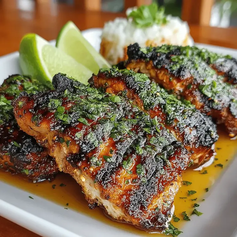 1. Create the Marinade: In a mixing bowl, combine fresh lime juice, olive oil, minced garlic, chopped cilantro, cumin, salt, black pepper, and red pepper flakes. Whisk together until the ingredients are well incorporated, creating a vibrant marinade.