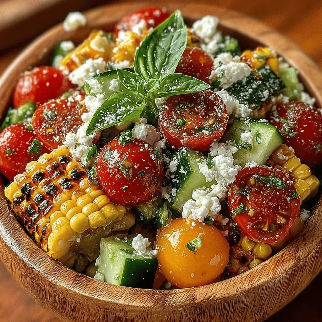 As the days grow longer and the warmth of summer beckons, there’s nothing quite like the vibrant flavors of a grilled corn salad to celebrate the season. This dish is a symphony of fresh ingredients, with grilled corn taking center stage alongside juicy cherry tomatoes, crisp cucumber, and bright basil. The combination of sweet, tangy, and savory elements creates a refreshing salad that is perfect for summer gatherings, barbecues, or as a light meal on a warm evening.
