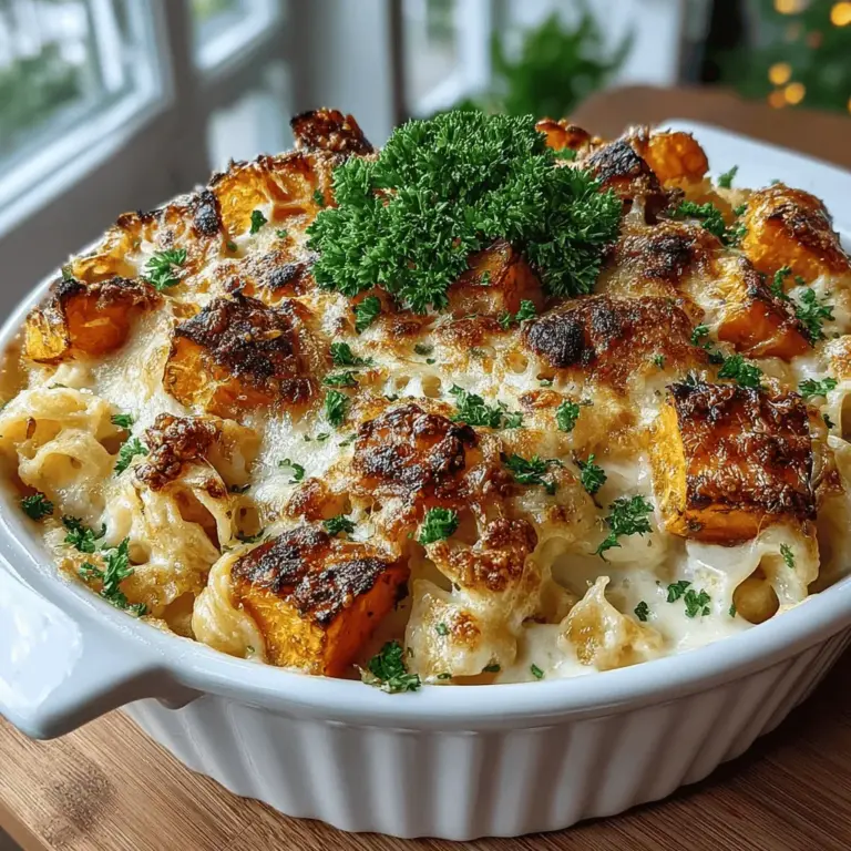 When the leaves start to change and the air turns crisp, many of us seek out comfort food that warms both body and soul. Creamy, savory dishes become the stars of our dinner tables, inviting us to gather around with family and friends. One such dish that embodies the essence of cozy fall and winter meals is the Savory Butternut Squash Alfredo Bake. This delightful casserole combines the richness of traditional Alfredo sauce with the earthy sweetness of roasted butternut squash, creating a vegetarian option that is as hearty as it is satisfying.