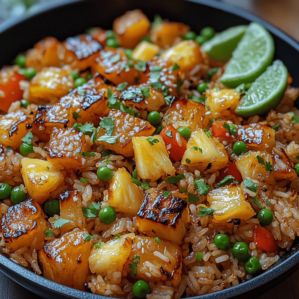 Tropical Pineapple Fried Rice is a vibrant and flavorful dish that encapsulates the essence of tropical cuisine. Originating from Southeast Asia, this dish is a delightful blend of sweet and savory flavors, showcasing the versatility of rice as a base for various ingredients. Traditionally, fried rice is a popular way to utilize leftover rice, making it a staple in many households. However, this particular version elevates the classic dish by incorporating fresh, juicy pineapple and an array of colorful vegetables, making it not only a feast for the palate but also for the eyes.