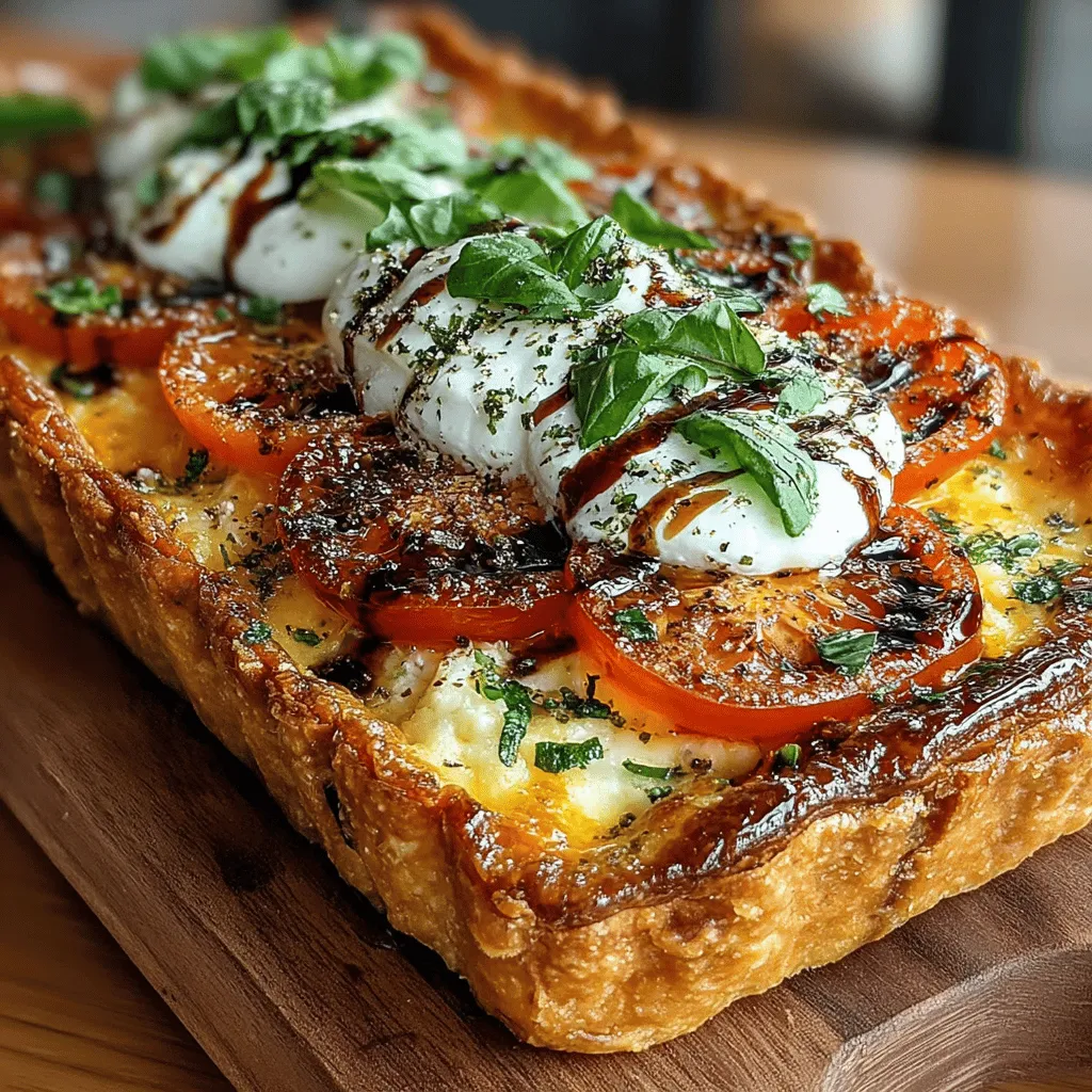 Discover the delightful world of savory pastries with our Savory Tomato Basil Tart Delight. This exquisite recipe marries the rich, sun-kissed flavors of fresh tomatoes with the aromatic essence of basil, creating a culinary experience that is both simple and sophisticated. The addition of a blend of cheeses contributes to the tart's creamy texture, while the flaky puff pastry crust serves as the perfect vessel, enveloping these vibrant ingredients in a golden embrace.