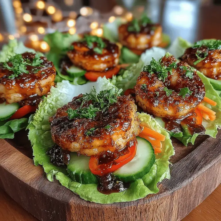 In the world of culinary delights, few dishes can boast the perfect marriage of flavors and textures quite like Shrimp Lettuce Wraps with Blueberry Glaze. This innovative recipe offers a refreshing take on traditional wraps, combining the savory, succulent taste of shrimp with a sweet, tangy blueberry glaze that tantalizes the taste buds. Ideal for lunch, dinner, or as an appetizer for gatherings, these lettuce wraps are not only bursting with flavor but are also visually appealing, making them a highlight on any dining table.
