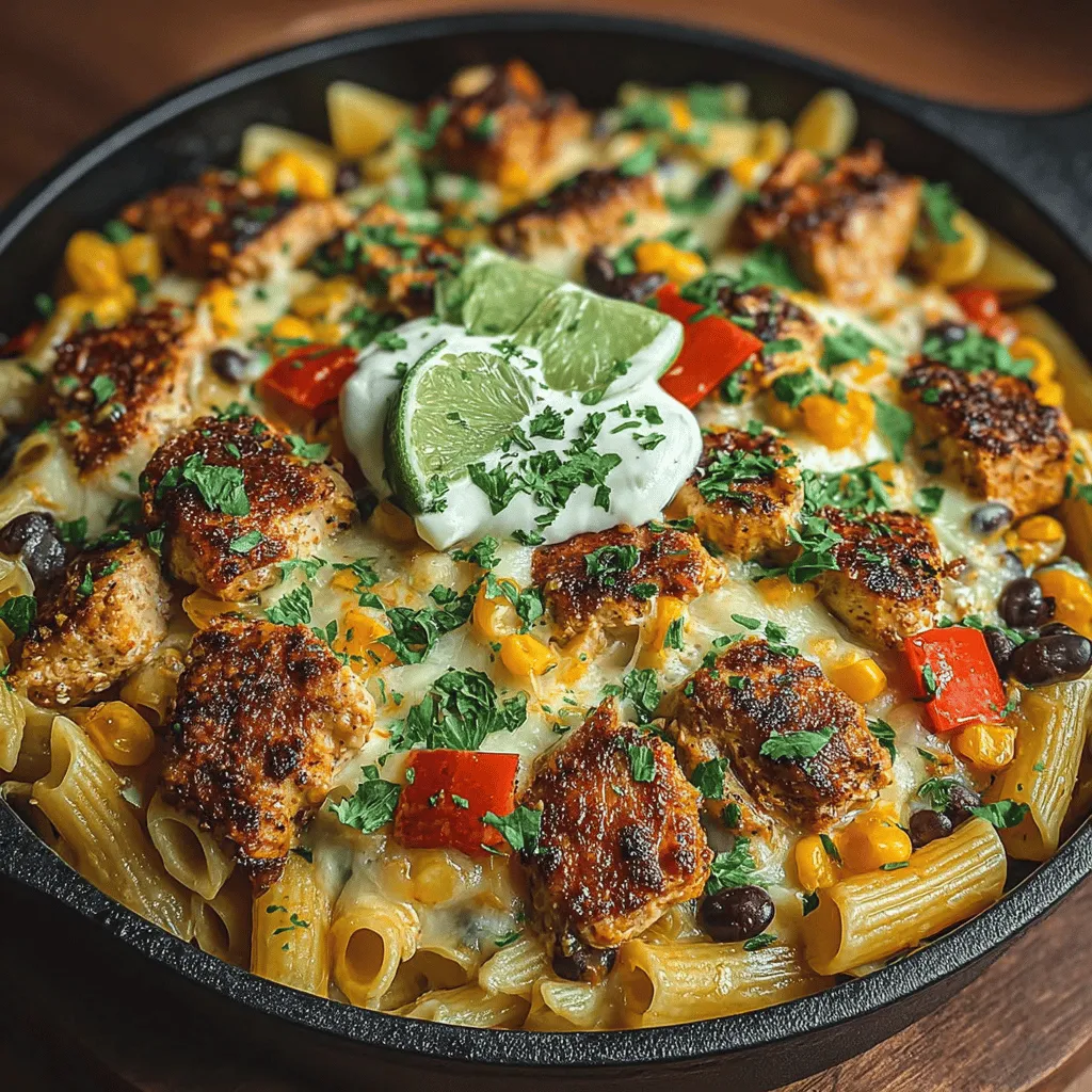 The Creamy Southwest Chicken Pasta Skillet is a delightful fusion dish that combines the comforting essence of pasta with the vibrant flavors typical of Southwest cuisine. This one-pan meal is perfect for busy weeknights, offering a quick and satisfying dinner solution without compromising on taste or nutrition. The dish is characterized by its creamy sauce, tender chicken, and a colorful medley of vegetables, making it not only a feast for the palate but also visually appealing.