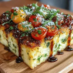Polenta, a dish steeped in tradition and comfort, has made its way into the hearts and kitchens of food lovers worldwide. This versatile staple, made from ground cornmeal, serves as a warm, creamy base that can be dressed up or down to suit various culinary creations. In the recipe for Savory Herbed Polenta & Roasted Tomato Bake, polenta takes center stage, harmonizing beautifully with a medley of herbs and the sweet, caramelized flavors of roasted tomatoes, all enriched by the nutty depth of Parmesan cheese.