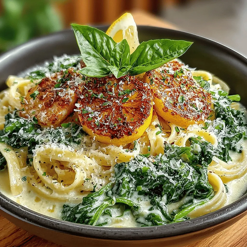 In the world of pasta dishes, few can match the vibrant and refreshing flavors of Creamy Lemon Spinach Pasta Delight. This delightful recipe combines the richness of heavy cream and Parmesan cheese with the bright, zesty notes of lemon and the earthy goodness of fresh spinach. Whether you're looking for a quick weeknight meal or planning a special gathering, this dish is not only easy to prepare but also packed with nutrients. It offers a delightful balance of creamy and tangy tastes that is sure to impress family and friends alike.