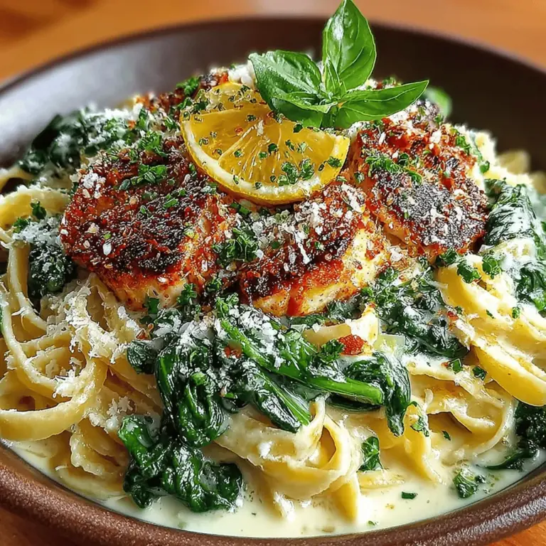 In the world of pasta dishes, few can match the vibrant and refreshing flavors of Creamy Lemon Spinach Pasta Delight. This delightful recipe combines the richness of heavy cream and Parmesan cheese with the bright, zesty notes of lemon and the earthy goodness of fresh spinach. Whether you're looking for a quick weeknight meal or planning a special gathering, this dish is not only easy to prepare but also packed with nutrients. It offers a delightful balance of creamy and tangy tastes that is sure to impress family and friends alike.