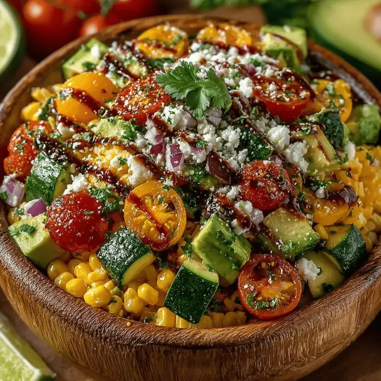 If you're on the lookout for a vibrant, healthy dish that captures the essence of summer while being suitable for year-round enjoyment, look no further than the Sweet Corn & Zucchini Fiesta Salad. Bursting with colors and flavors, this salad is a celebration of fresh ingredients, showcasing the natural sweetness of corn, the crispness of zucchini, and the juiciness of cherry tomatoes. It's versatile enough to serve as a delightful side dish at summer barbecues or as a light main course for a weeknight dinner. Not only is this salad visually appealing, but it also offers a wealth of health benefits that will satisfy the cravings of health-conscious eaters.