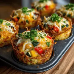 In a culinary landscape often dominated by fast and easy meals, the Mini Veggie & Cheese Hash Nests stand out as a delightful option that balances convenience with mouthwatering flavor. This innovative recipe features a base of grated russet potatoes, which are transformed into crispy nests that cradle a colorful medley of vegetables and a rich blend of cheeses. Not only are these nests visually striking, but they also cater to a variety of occasions—from brunch gatherings to light dinners, making them a versatile addition to any meal repertoire.