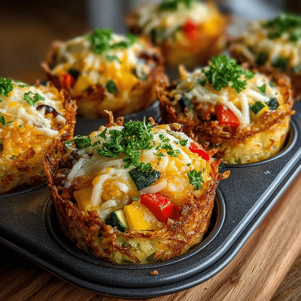 In a culinary landscape often dominated by fast and easy meals, the Mini Veggie & Cheese Hash Nests stand out as a delightful option that balances convenience with mouthwatering flavor. This innovative recipe features a base of grated russet potatoes, which are transformed into crispy nests that cradle a colorful medley of vegetables and a rich blend of cheeses. Not only are these nests visually striking, but they also cater to a variety of occasions—from brunch gatherings to light dinners, making them a versatile addition to any meal repertoire.