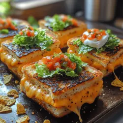 If you’re searching for a dish that epitomizes comfort food, look no further than our Cheesy Bites of Bliss recipe. This delightful culinary creation marries the beloved flavors of a classic grilled cheese sandwich with the satisfying crunch of tortilla chips, all brought together with a splash of zesty taco seasoning. Whether you’re hosting a lively game day gathering, celebrating a special occasion, or simply enjoying a cozy night in with family, these mini grilled cheese nacho sliders promise to delight taste buds of all ages. Easy to prepare and irresistibly tasty, Cheesy Bites of Bliss are sure to become a staple in your recipe repertoire.