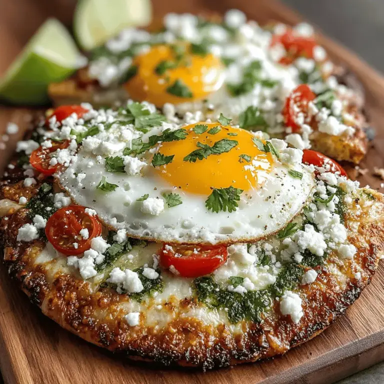 Temperature control is crucial when it comes to cooking to ensure that each component of your Spicy Green Chili Breakfast Pita Pizzas achieves its desired texture and flavor. Preheating your oven to the right temperature allows the pitas to crisp up while ensuring that the eggs cook just right. An oven temperature of 400°F (200°C) is ideal for this recipe, as it strikes a balance between baking the pita base and perfectly cooking the eggs. This approach helps to avoid overcooking the eggs or leaving the pitas soggy, leading to a delightful breakfast experience.