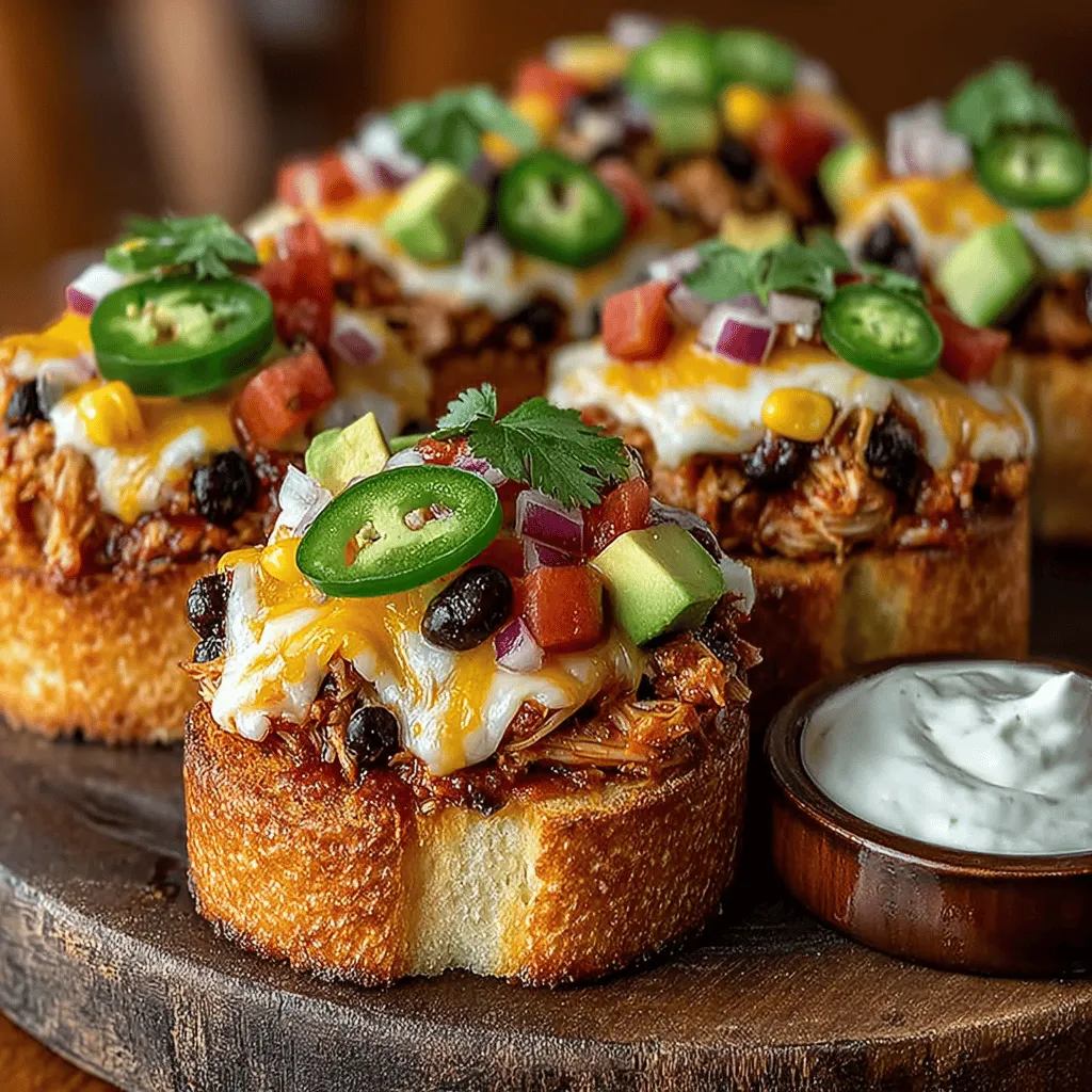 Mini Chicken Nacho Toast Stacks are an innovative and mouthwatering twist on the beloved classic nachos. This recipe brilliantly marries the comforting flavors of shredded chicken, melted cheese, and fresh toppings with the satisfying crunch of toasted baguette slices. Ideal for game day snacking, casual get-togethers, or even a fun family dinner, these delightful stacks prove to be more than just a crowd-pleaser. They are an easy and delicious way to elevate your typical nacho experience.