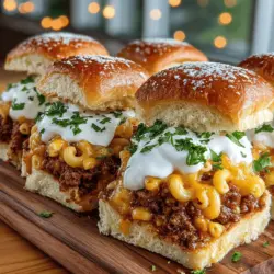 Chili Mac Sliders with Cheddar Sauce