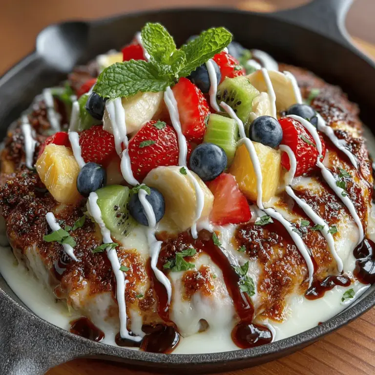Are you ready to embark on a culinary adventure that marries the delightful flavors of sweet and savory in one unforgettable dish? Introducing the Fruit Pizza Chicken Skillet: a novel twist on traditional pizza that features juicy chicken, vibrant fresh fruits, and rich cheese, all cooked in a single skillet. This innovative recipe is not only visually appealing but also offers a burst of flavors that will excite your taste buds and leave you craving more.