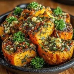 Garlic Herb Roasted Sweet Potatoes is a delightful side dish that combines the natural sweetness of sweet potatoes with an aromatic blend of garlic and herbs. This recipe not only tantalizes the taste buds but also offers a nutritious addition to any meal, making it a favorite among health-conscious diners and food enthusiasts alike. The simplicity of preparation coupled with the rich flavors makes this dish an ideal choice for busy weeknights or festive gatherings. With just a handful of ingredients, you can create a side that elevates the overall dining experience, complementing everything from grilled meats to hearty salads.