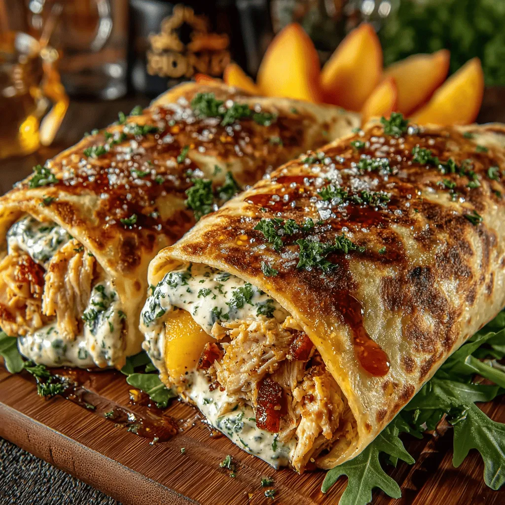 If you're on the lookout for a dish that beautifully balances sweet and spicy flavors, look no further than the Peachy Keen Sweet and Spicy Wraps. This innovative recipe brings together the juicy sweetness of ripe peaches with a tantalizing hint of heat, making it a delightful option for any meal. Whether you're preparing a quick lunch, a light snack, or a vibrant addition to your next party platter, these wraps are sure to impress. The versatility of this dish is one of its standout features, as it can be tailored to suit various dietary preferences. Choose between succulent cooked chicken for a satisfying protein boost or opt for tofu for a delicious vegetarian alternative.