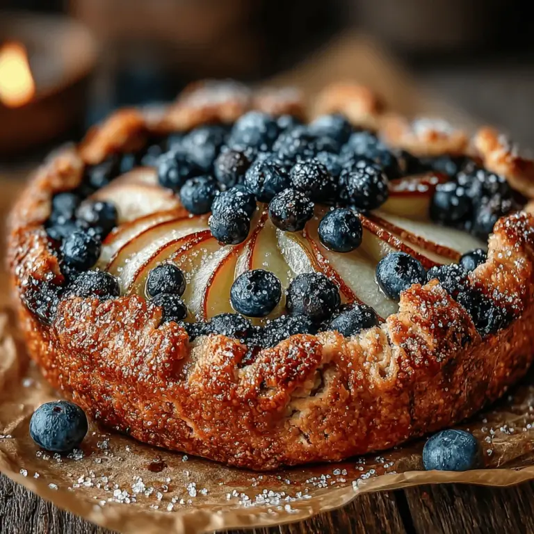 There's something undeniably comforting about a Rustic Pear & Blueberry Galette. This delightful dessert captures the essence of autumn with its vibrant colors and harmonious flavors. As the seasons shift, so do the ingredients we use in our kitchens, and this galette is a celebration of that seasonal bounty. With juicy pears mingling with tart blueberries, each bite offers a perfect balance of sweetness and acidity, enveloped in a flaky, buttery crust.