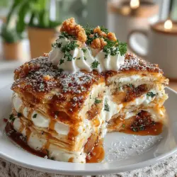 The Apple Cinnamon Crepe Cake is a stunning dessert that combines the warm, comforting flavors of apples and cinnamon in a visually captivating layered format. Unlike traditional cakes, this crepe cake offers a unique twist, featuring delicate crepes stacked high with luscious apple filling and creamy layers. Each slice reveals a beautiful cross-section, showcasing the harmonious blend of textures and flavors that make it a showstopper for any occasion.