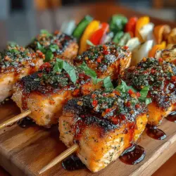 Maple Glazed Salmon Skewers