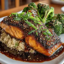 Ginger-Sesame Teriyaki Salmon with Brown Rice and Broccoli