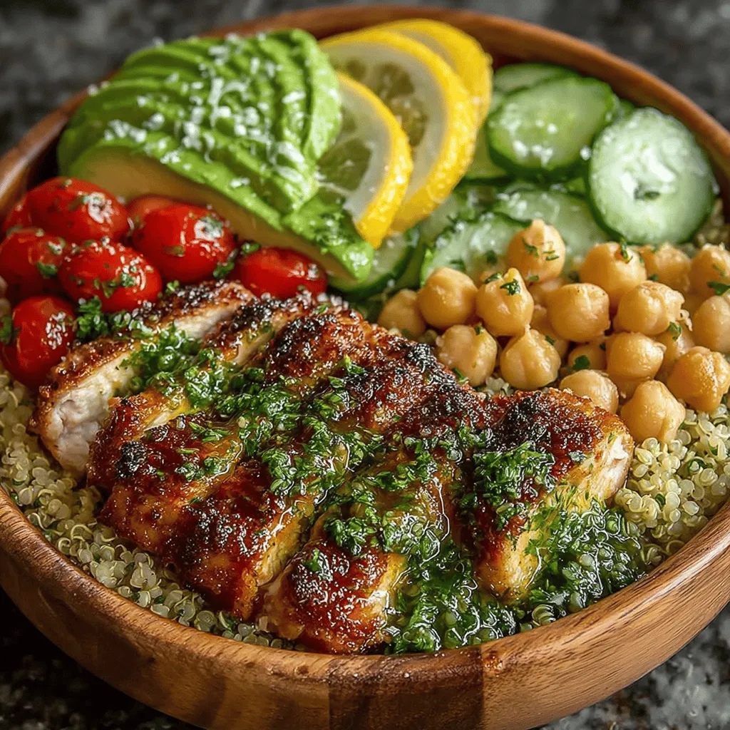 In today's fast-paced world, finding a meal that is both nutritious and bursting with flavor can be a challenge. The Savory Lemon Herb Grilled Chicken Bowl is a perfect solution, marrying the vibrant zest of lemon and the freshness of herbs with the heartiness of grilled chicken, all served atop a wholesome base of quinoa. This delightful dish not only satisfies the palate but also nourishes the body, making it an ideal choice for busy weeknights or casual gatherings with family and friends.