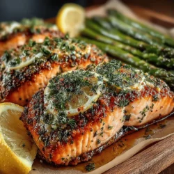 Experience a delightful culinary adventure with our Savory Herb-Crusted Salmon with Crisp Asparagus. This dish is not only a feast for the taste buds but also a wholesome choice for those seeking a nutritious meal. Salmon has gained immense popularity due to its rich omega-3 fatty acids, which support heart health and overall well-being. When paired with a vibrant herb crust and the crisp texture of asparagus, this dish transforms into a gourmet experience that is both easy to prepare and elegant enough for special occasions.