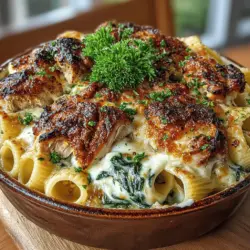 Creamy Spinach and Chicken Pasta Bake