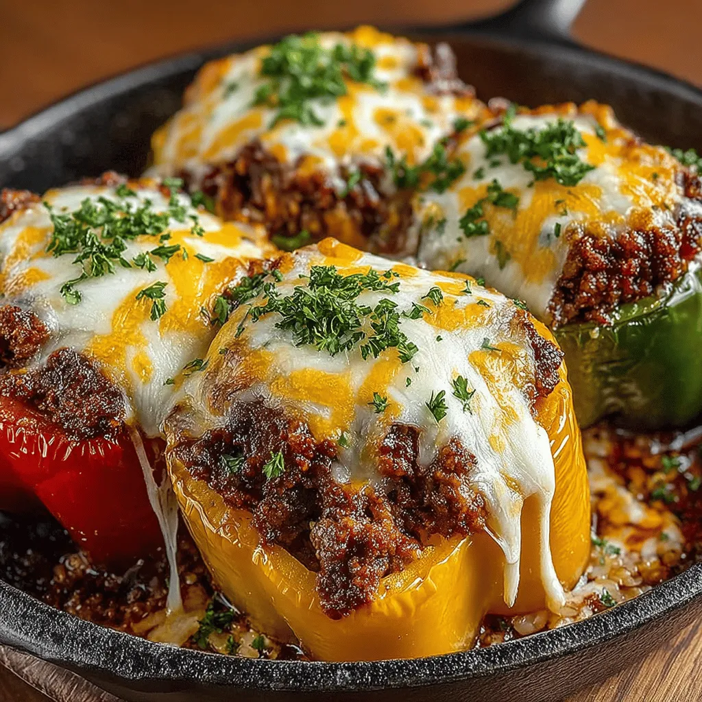 - 4 large bell peppers (any color) - 1 pound ground beef (80/20 for flavor, or leaner if preferred) - 1 cup cooked quinoa - 1 medium onion, finely chopped - 3 cloves garlic, minced - 1 teaspoon dried oregano - 1 teaspoon ground cumin - 1 teaspoon smoked paprika - Salt and pepper, to taste - 1 cup shredded cheddar cheese (or alternative cheese of choice) - 1 can (14.5 ounces) diced tomatoes, drained - Fresh parsley, for garnish (optional)