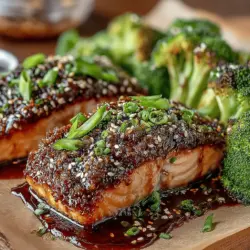 Savory Baked Teriyaki Salmon with Vibrant Steamed Broccoli