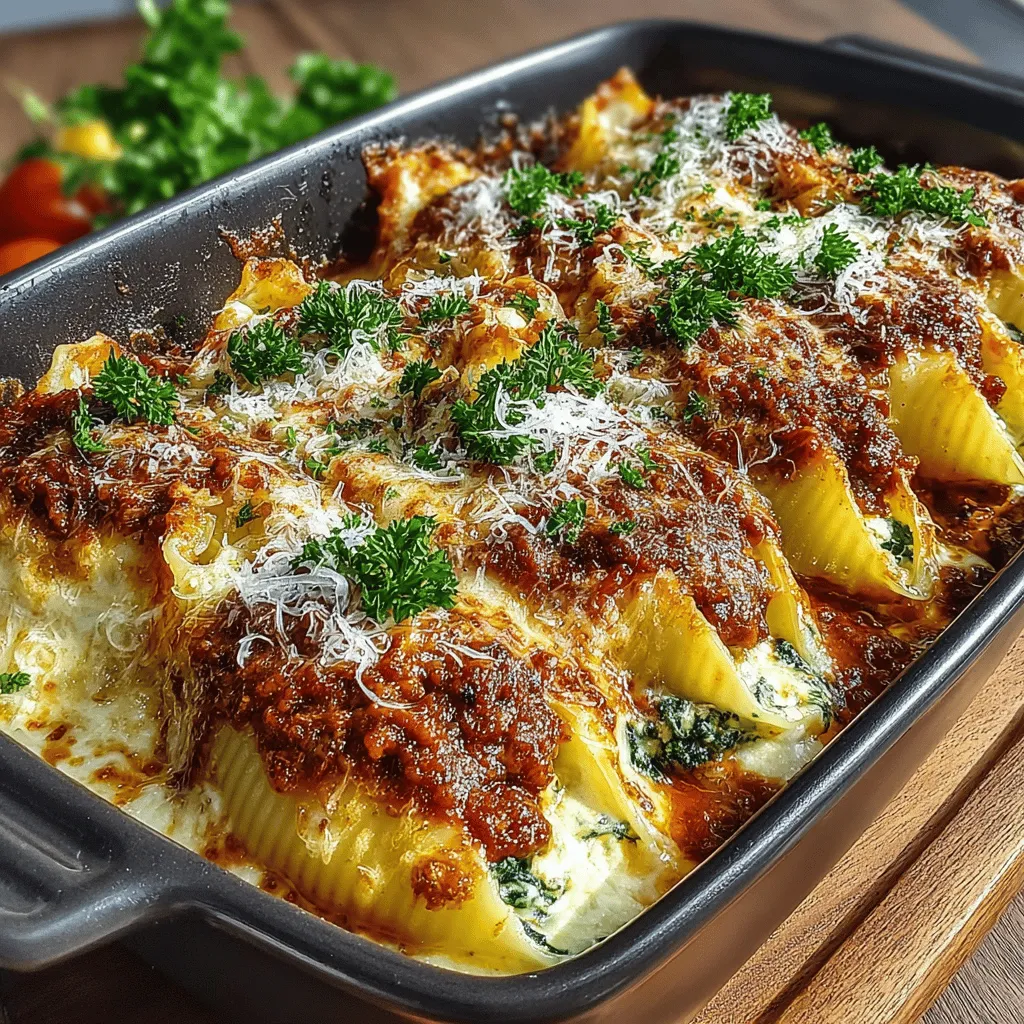 - Jumbo pasta shells - Cooked green or brown lentils - Fresh or frozen spinach - Ricotta cheese - Shredded mozzarella cheese - Grated Parmesan cheese - Marinara sauce - Garlic, minced - Dried oregano - Dried basil - Salt - Pepper - Olive oil