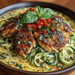 Creamy Chicken Alfredo Zucchini Noodles