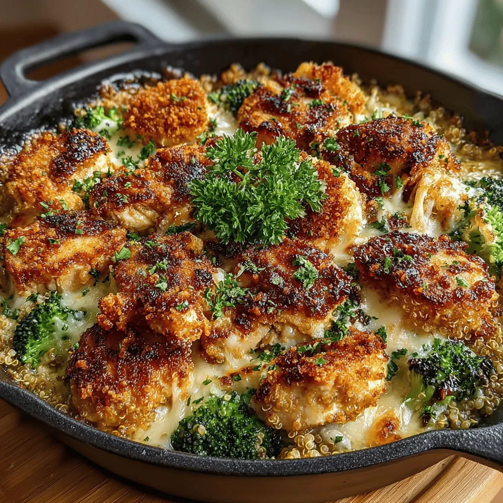 Creamy Chicken and Broccoli Skillet Bake is the perfect solution for those seeking a delicious and nutritious meal that fits seamlessly into a busy lifestyle. With its rich and creamy texture, this dish not only satisfies your taste buds but also provides a wholesome balance of protein, vegetables, and grains. Ideal for family dinners or meal prep, this recipe combines the goodness of chicken, broccoli, and quinoa, making it a fantastic option for anyone looking to enjoy a healthy yet flavorful meal without spending hours in the kitchen.