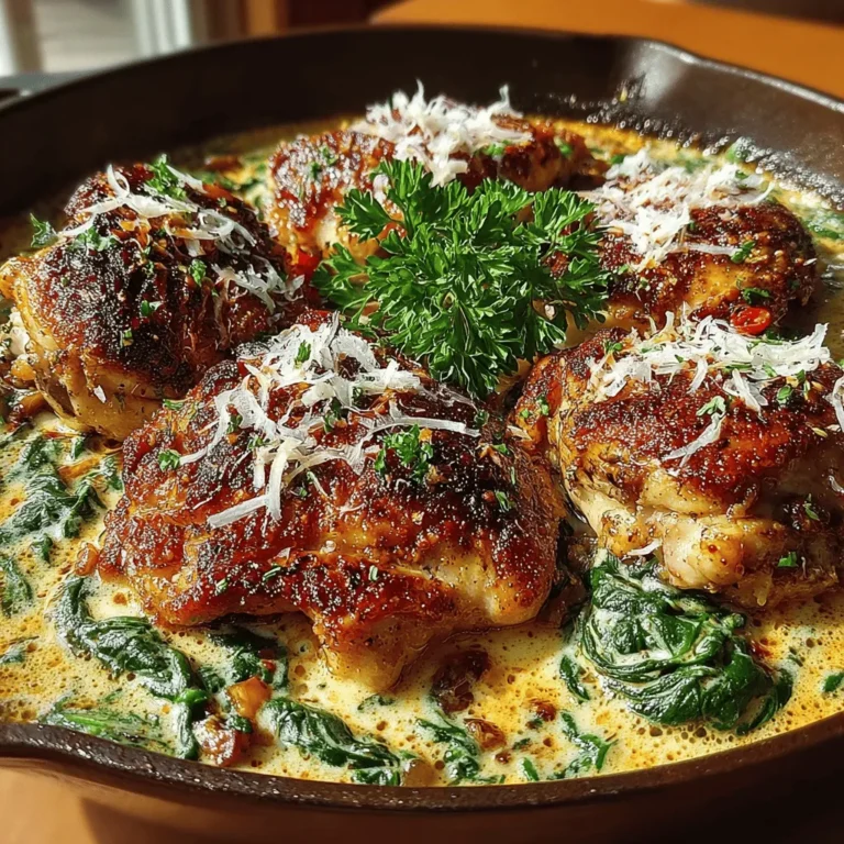 - 4 boneless, skinless chicken breasts - 2 tablespoons olive oil - Salt and pepper, to taste - 1 teaspoon Italian seasoning - 4 cloves garlic, minced - 1 cup chicken broth - 1 cup heavy cream - 4 cups fresh spinach - 1/2 cup grated Parmesan cheese - Juice of 1 lemon - Fresh parsley, chopped (for garnish)
