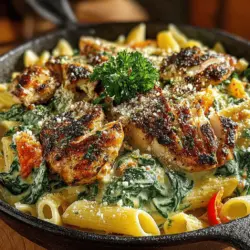 Creamy Chicken and Spinach Pasta Skillet
