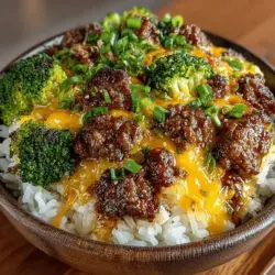 Cheesy Beef and Broccoli Rice Bowl