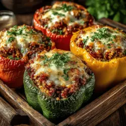 Savory Cheesy Turkey and Quinoa Stuffed Peppers