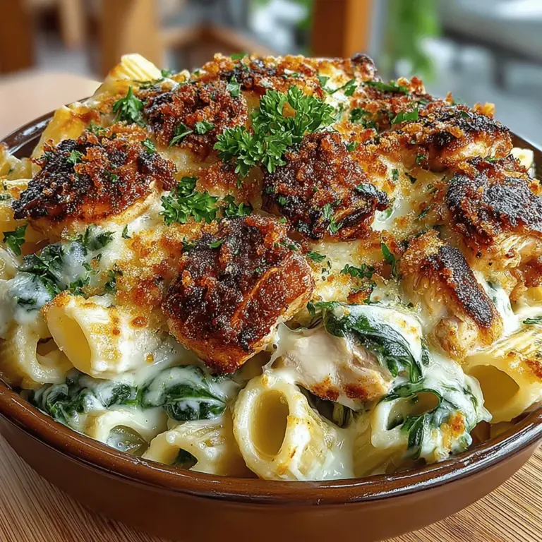 In the realm of comfort food, few dishes exude the warmth and satisfaction that comes from a well-prepared creamy chicken and spinach pasta bake. This delightful recipe marries tender chicken pieces with fresh spinach, enveloped in a rich, creamy sauce and perfectly cooked pasta. Topped with a golden layer of bubbling cheese, this dish is not only a feast for the palate but also an ideal meal for busy weeknights or a cozy gathering with friends and family. Whether you’re looking for something hearty to warm your soul or a dish that can easily feed a crowd, this pasta bake is sure to impress.