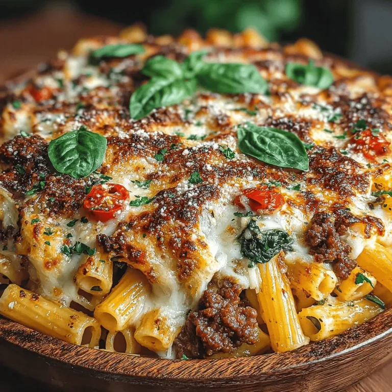 In the realm of comfort food, few dishes can compete with a delightful pasta bake. The Cheesy Beef and Spinach Pasta Bake strikes the perfect balance between hearty and nutritious, making it an ideal choice for family dinners or gatherings. This dish combines tender penne pasta, savory ground beef, and fresh spinach, all enveloped in a rich, cheesy sauce. With its layers of flavor and texture, this pasta bake is not just a meal; it's a celebration of wholesome ingredients coming together in harmony.