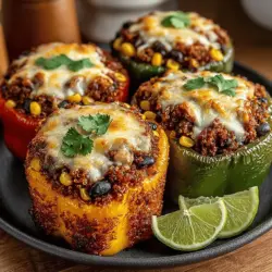 Cheesy Turkey and Quinoa Stuffed Peppers