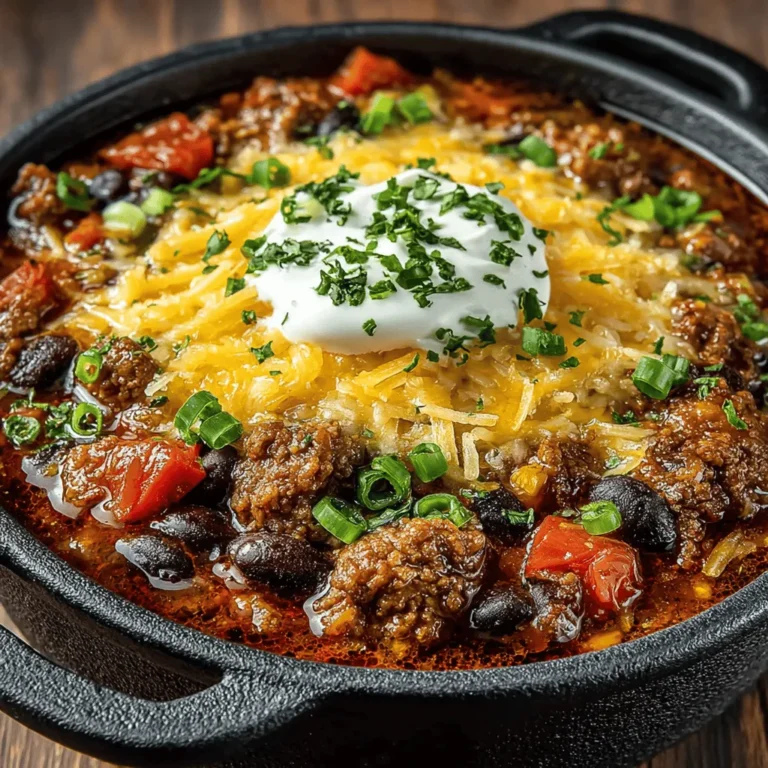 - 1 pound ground beef (80/20 recommended for flavor) - 1 can (15 ounces) kidney beans, drained and rinsed - 1 can (15 ounces) black beans, drained and rinsed - 1 can (15 ounces) diced tomatoes, with juices - 1 medium onion, diced - 1 bell pepper, diced (any color) - 3 cloves garlic, minced - 2 tablespoons chili powder - 1 teaspoon ground cumin - 1 teaspoon smoked paprika - 1 teaspoon salt (adjust to taste) - 1/2 teaspoon black pepper - 2 tablespoons olive oil - Optional toppings: shredded cheese, sour cream, chopped green onions, or cilantro