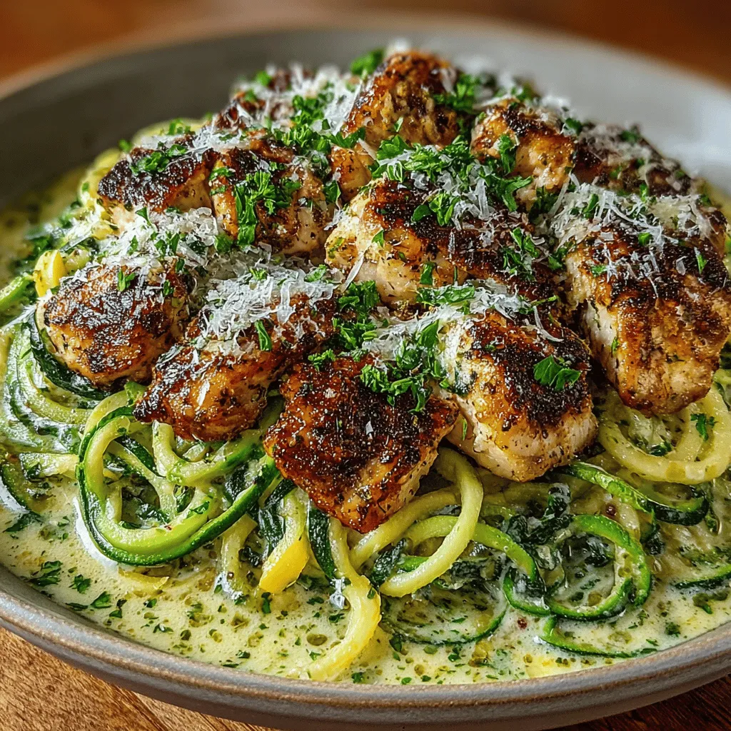 Discover the perfect blend of comfort food and healthy eating with our Creamy Chicken Alfredo Zoodles recipe. This dish transforms traditional pasta into a lighter, veggie-packed alternative by using spiralized zucchini noodles, also known as zoodles. With a rich and creamy Alfredo sauce, this recipe is not only simple and quick to prepare but also bursting with flavors that will please your palate. In this article, we'll explore the ingredients, the cooking process, and the nutritional benefits of this satisfying meal.