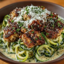 Discover the perfect blend of comfort food and healthy eating with our Creamy Chicken Alfredo Zoodles recipe. This dish transforms traditional pasta into a lighter, veggie-packed alternative by using spiralized zucchini noodles, also known as zoodles. With a rich and creamy Alfredo sauce, this recipe is not only simple and quick to prepare but also bursting with flavors that will please your palate. In this article, we'll explore the ingredients, the cooking process, and the nutritional benefits of this satisfying meal.