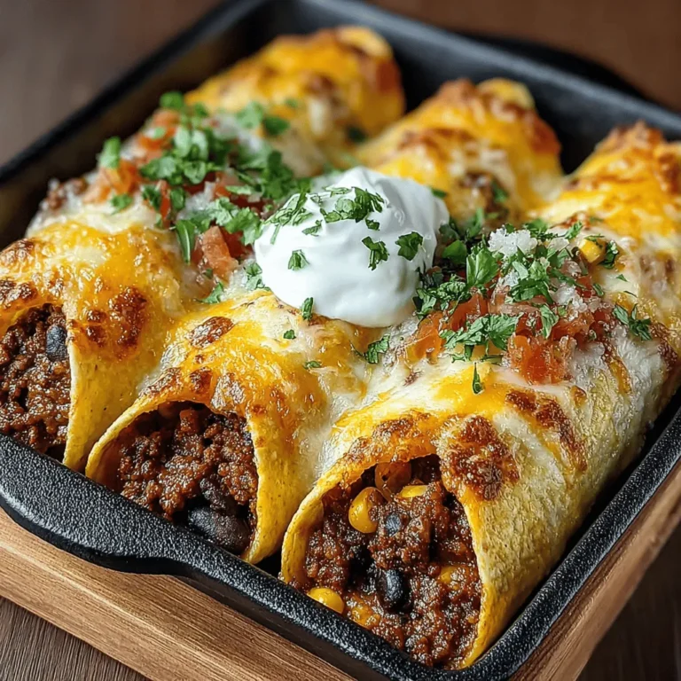 Turkey & Bean Fiesta Enchiladas are a delicious and health-conscious twist on a traditional favorite. This dish combines the savory flavors of seasoned ground turkey, hearty black beans, and the sweetness of corn, all wrapped in soft tortillas and baked to perfection. Not only are these enchiladas satisfying to eat, but they also offer a wealth of nutritional benefits, making them a perfect choice for families looking to enjoy a wholesome meal together. With easy-to-follow steps, this recipe is ideal for both novice cooks and experienced chefs, ensuring that everyone can whip up a fiesta in their kitchen.