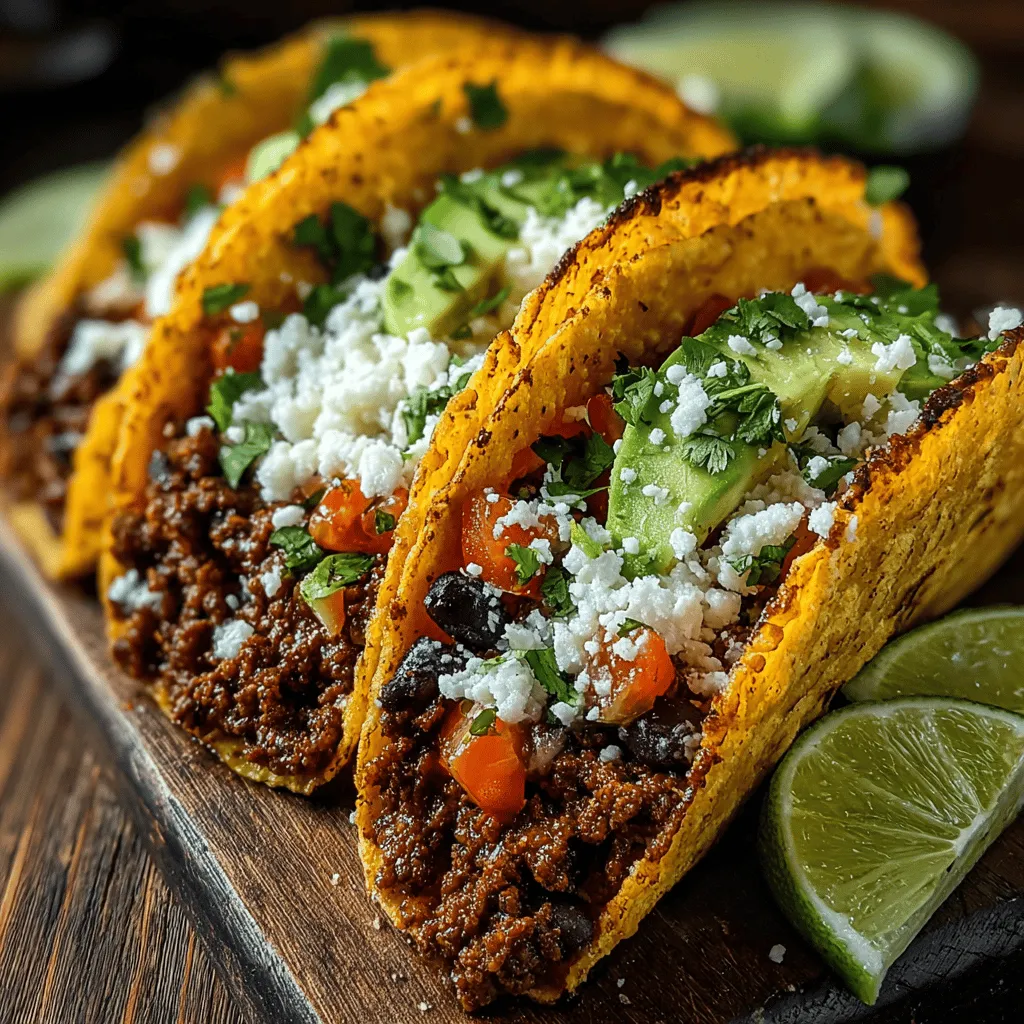 - 1 pound lean ground beef - 1 can (15 ounces) black beans, rinsed and drained - 1 medium onion, diced - 2 cloves garlic, minced - 1 cup diced tomatoes (fresh or canned) - 1 cup corn (fresh, frozen, or canned) - 1 tablespoon taco seasoning - Juice of 1 lime - Salt, to taste - 8 small corn or flour tortillas - Optional toppings: diced avocado, chopped fresh cilantro, fresh salsa, shredded cheese, and sour cream