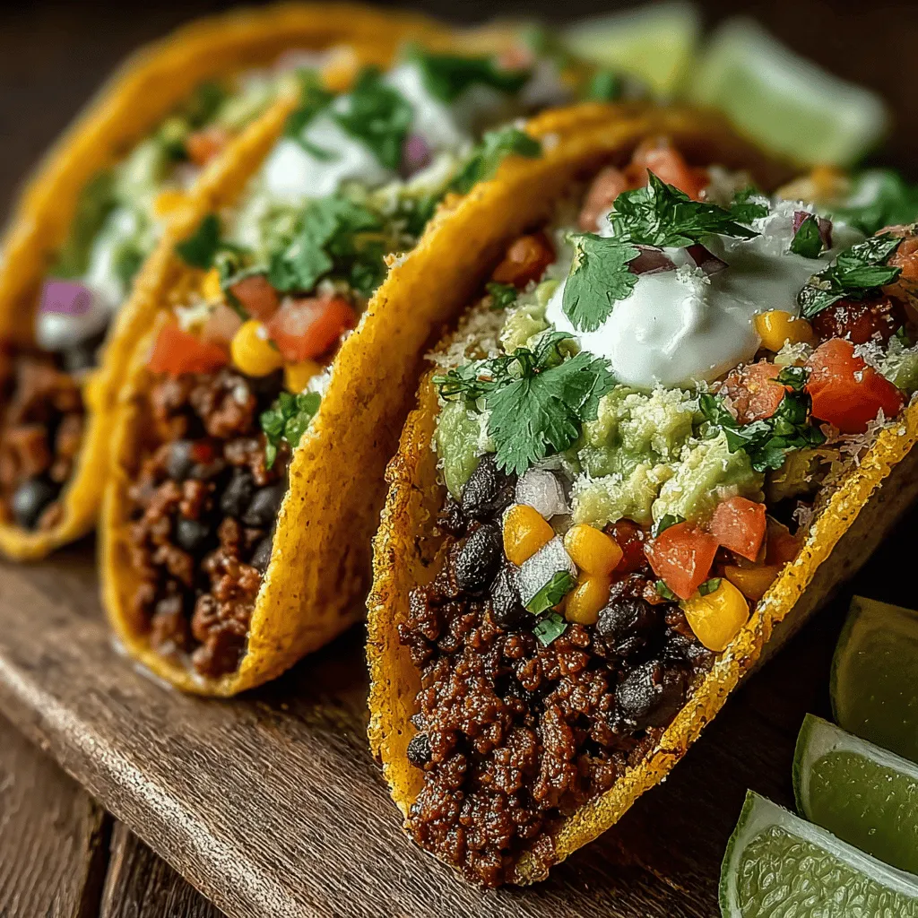 - 1 pound lean ground beef - 1 can (15 ounces) black beans, rinsed and drained - 1 medium onion, diced - 2 cloves garlic, minced - 1 cup diced tomatoes (fresh or canned) - 1 cup corn (fresh, frozen, or canned) - 1 tablespoon taco seasoning - Juice of 1 lime - Salt, to taste - 8 small corn or flour tortillas - Optional toppings: diced avocado, chopped fresh cilantro, fresh salsa, shredded cheese, and sour cream